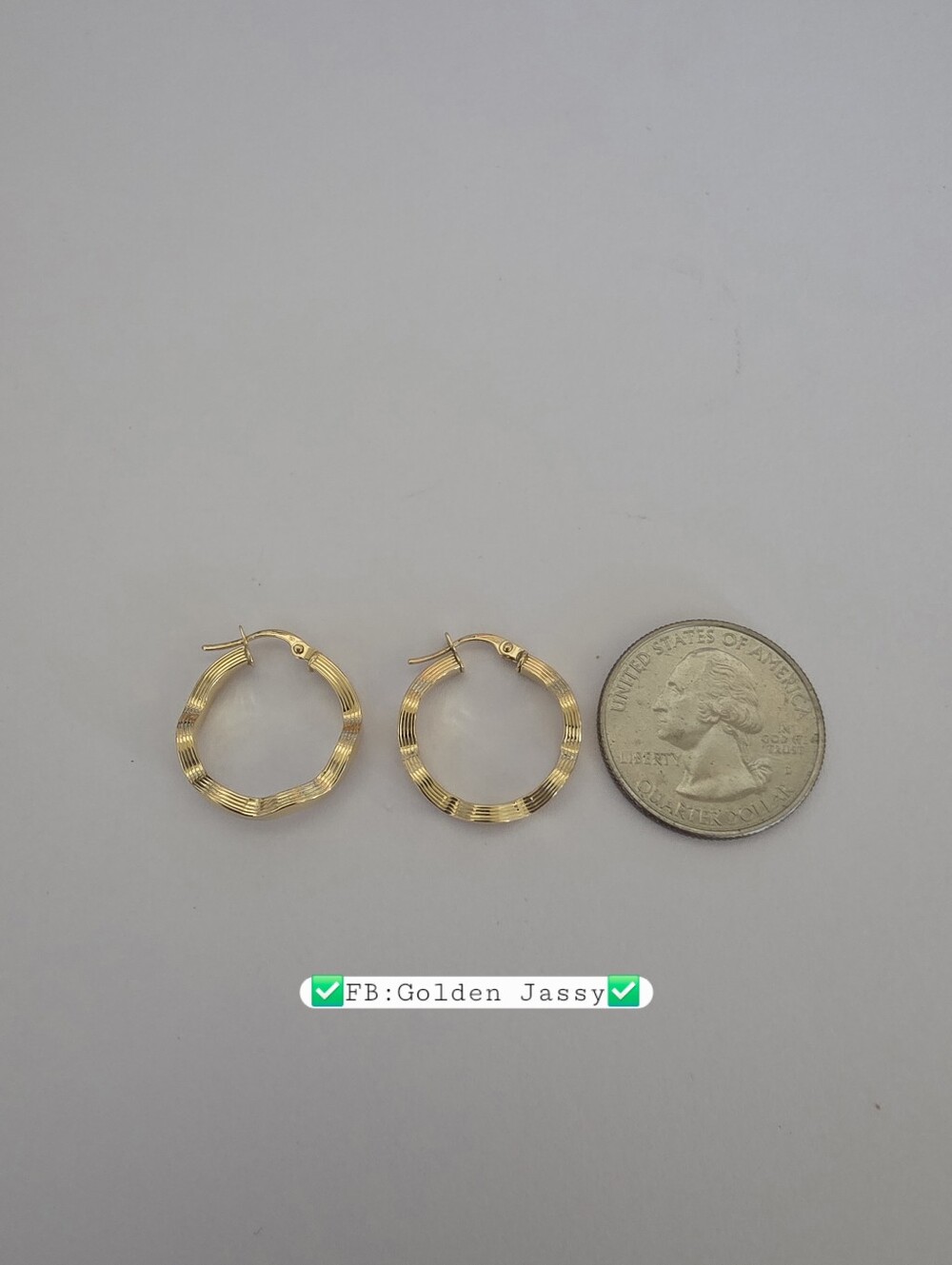 18K Real Gold Zigzag Hoop 19mm